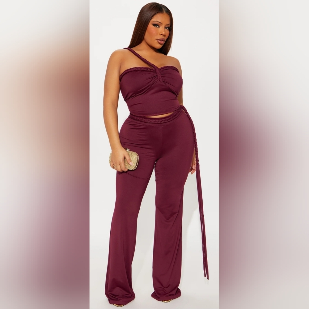 Fashion Nova Deep Burgundy Straight Leg Jumpsuit